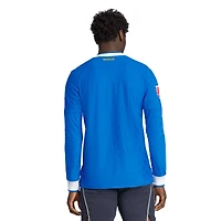 Maillot adidas bleu Real Madrid 2025/26 Third Authentic à manches longues avec patch pour homme