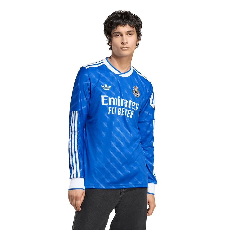Maillot adidas bleu à manches longues pour homme Real Madrid 2025/26 Third Replica