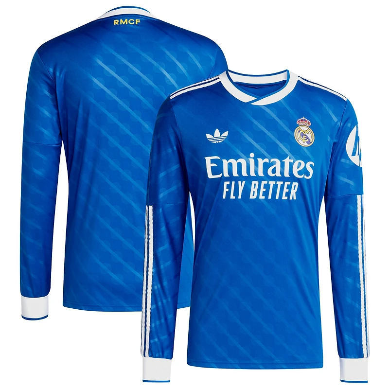 Maillot adidas bleu à manches longues pour homme Real Madrid 2025/26 Third Replica