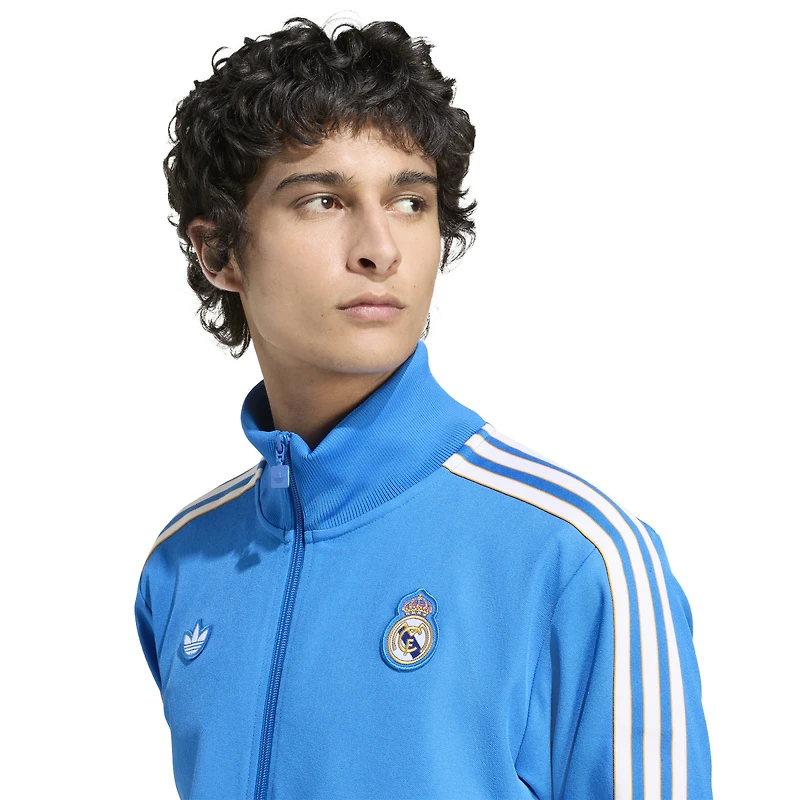Veste de survêtement zippée adidas bleue Real Madrid Terrace Icons pour homme