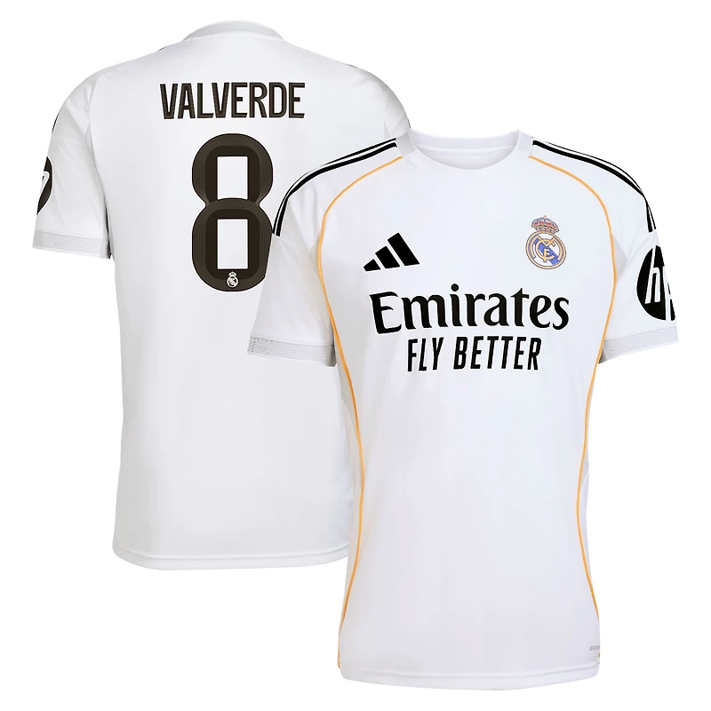 Men's adidas Federico Valverde White Real Madrid 2025/26 Home Replica Jersey