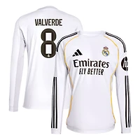 Men's adidas Federico Valverde White Real Madrid 2025/26 Home Replica Long Sleeve Jersey
