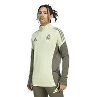 Haut d'entraînement adidas blanc Real Madrid 2025/26 AEROREADY Raglan à quart de zip pour homme