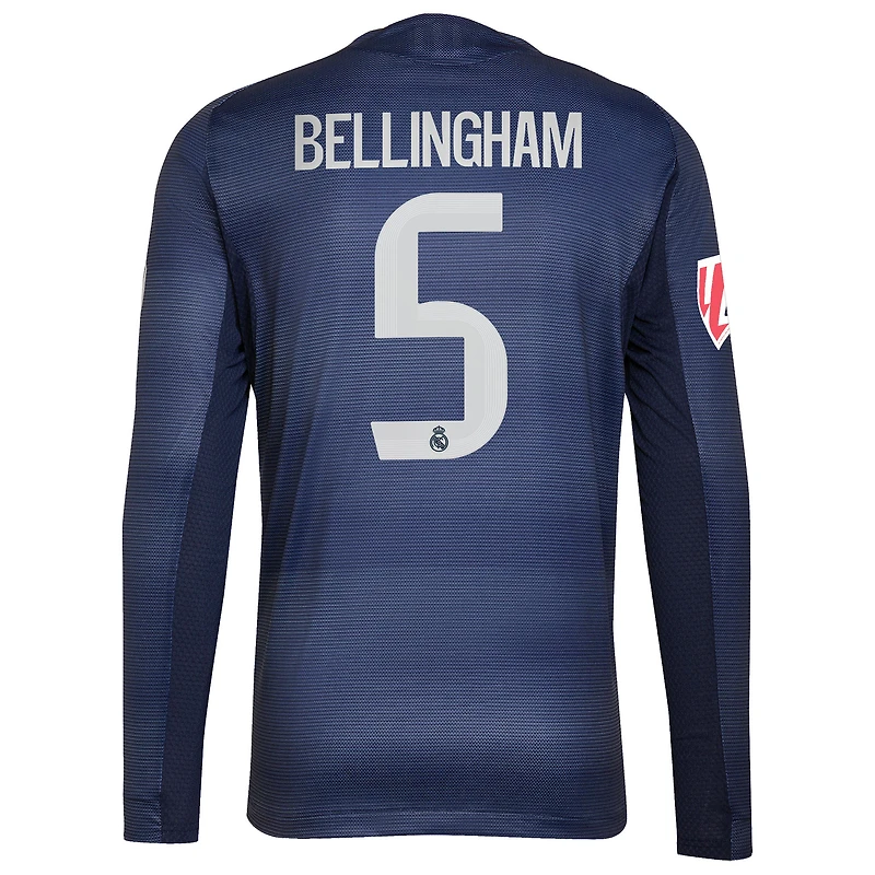 Men's adidas Jude Bellingham Blue Real Madrid 2025/26 Away Authentic Long Sleeve Player Jersey