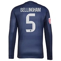 Men's adidas Jude Bellingham Blue Real Madrid 2025/26 Away Authentic Long Sleeve Player Jersey