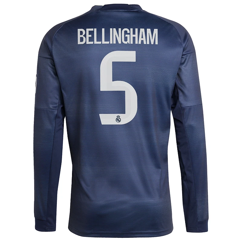 Men's adidas Jude Bellingham Blue Real Madrid 2025/26 Away Long Sleeve Replica Jersey