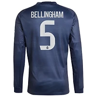 Men's adidas Jude Bellingham Blue Real Madrid 2025/26 Away Long Sleeve Replica Jersey