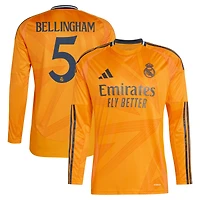Maillot de joueur adidas Jude Bellingham orange Real Madrid 2024/25 extérieur réplique à manches longues pour homme