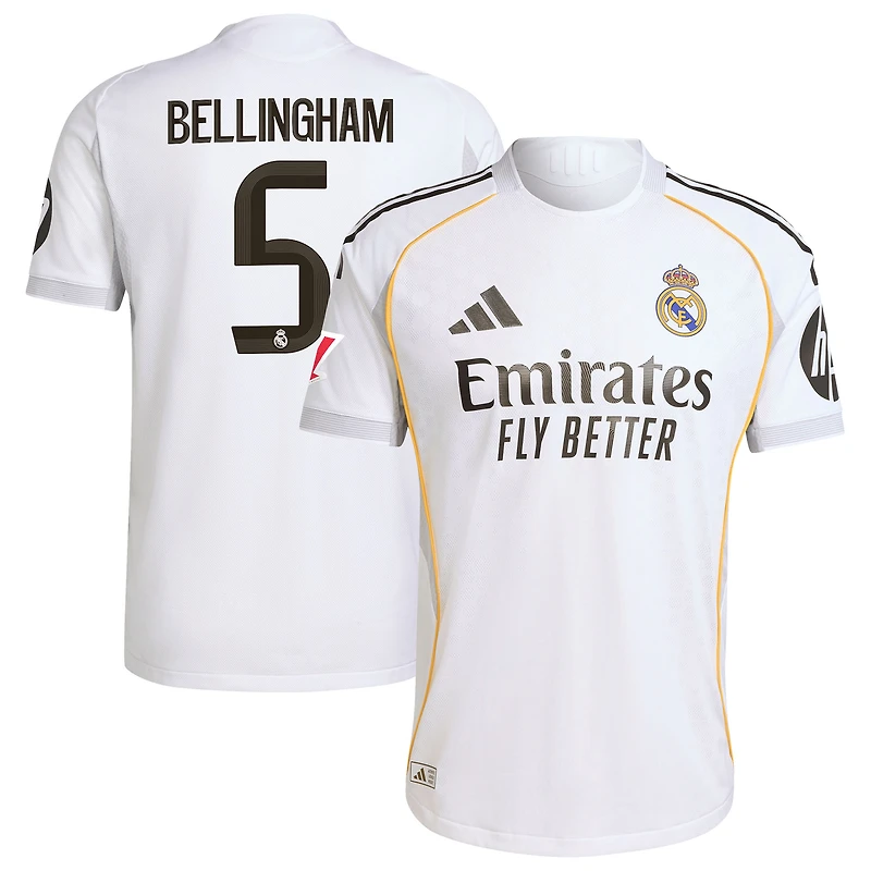 Maillot adidas Jude Bellingham blanc authentique domicile Real Madrid 2025/26 pour homme
