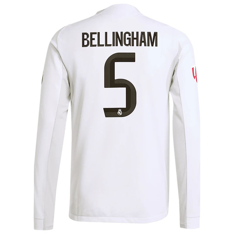 Men's adidas Jude Bellingham White Real Madrid 2025/26 Home Authentic Long Sleeve Jersey