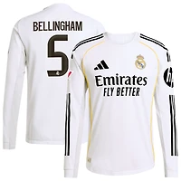 Men's adidas Jude Bellingham White Real Madrid 2025/26 Home Authentic Long Sleeve Jersey