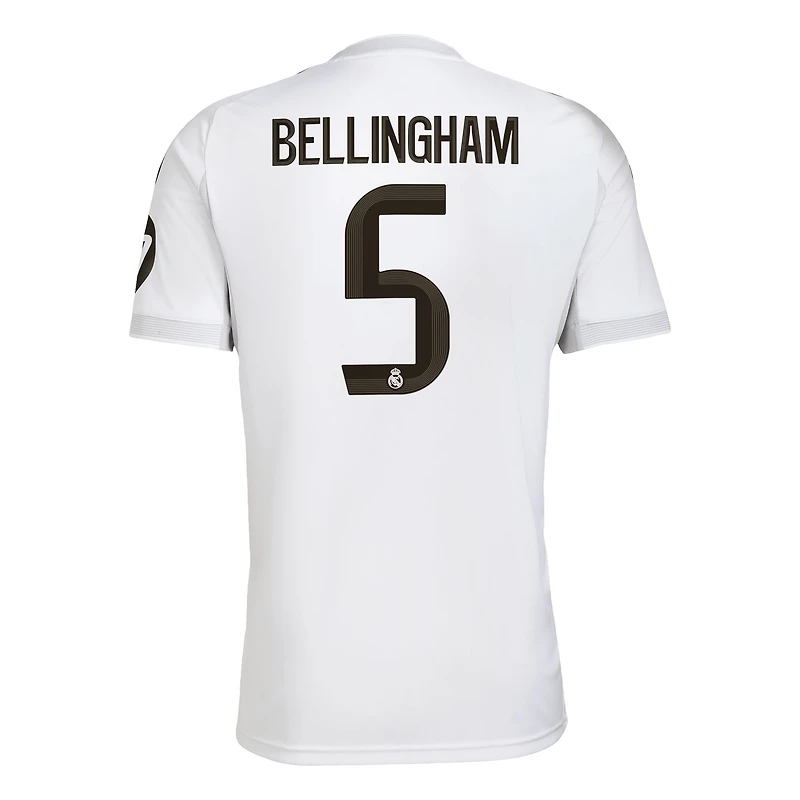 Maillot adidas Jude Bellingham blanc pour homme, réplique domicile Real Madrid 2025/26