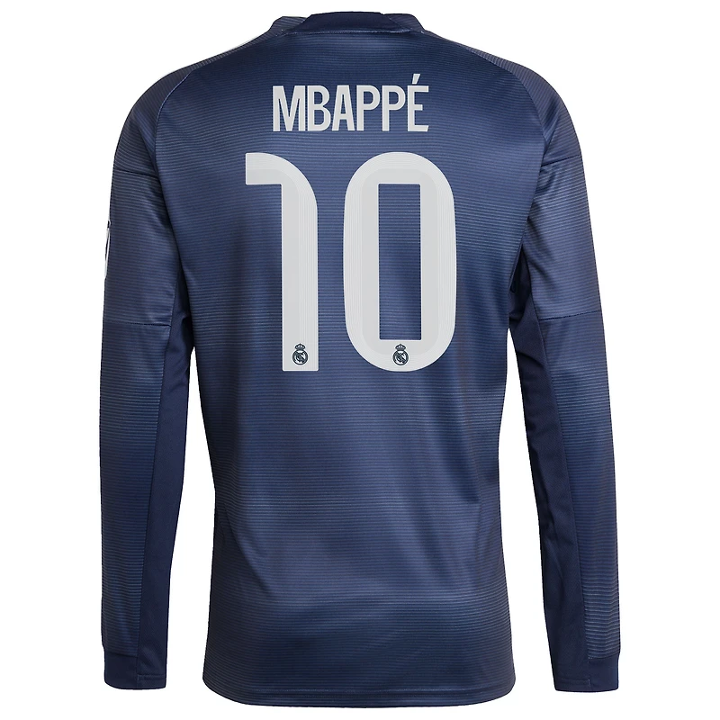 Maillot de joueur à manches longues extérieur bleu adidas Kylian Mbappé Real Madrid 2025/26 pour homme