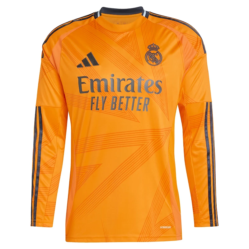 Maillot de joueur adidas Kylian Mbappé orange Real Madrid 2024/25 extérieur réplique à manches longues pour homme