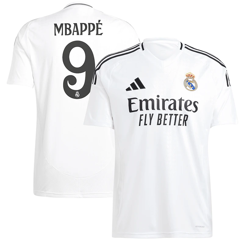 Maillot de joueur adidas Kylian Mbappé blanc Real Madrid 2024/25 domicile réplique pour homme