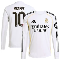 Maillot de joueur à manches longues authentique blanc adidas Kylian Mbappé domicile Real Madrid 2025/26 pour homme