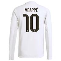 Maillot de joueur à manches longues authentique blanc adidas Kylian Mbappé domicile Real Madrid 2025/26 pour homme