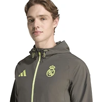 Men's adidas Olive Real Madrid 2025/26 Tiro Vis Tech Travel Jacket