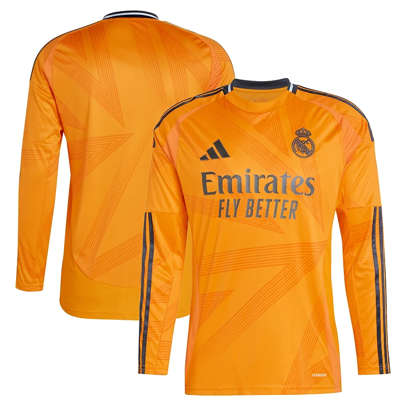 Maillot adidas orange Real Madrid 2024/25 extérieur réplique à manches longues pour homme