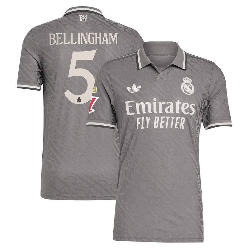 Maillot de joueur authentique adidas Originals Jude Bellingham pour homme, couleur anthracite, Real Madrid 2024/25