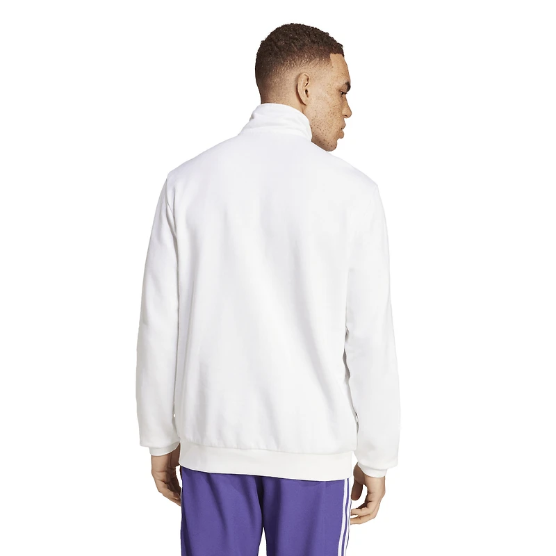 Men's adidas Originals  White Real Madrid Terrace Icons Collection Half-Zip Top