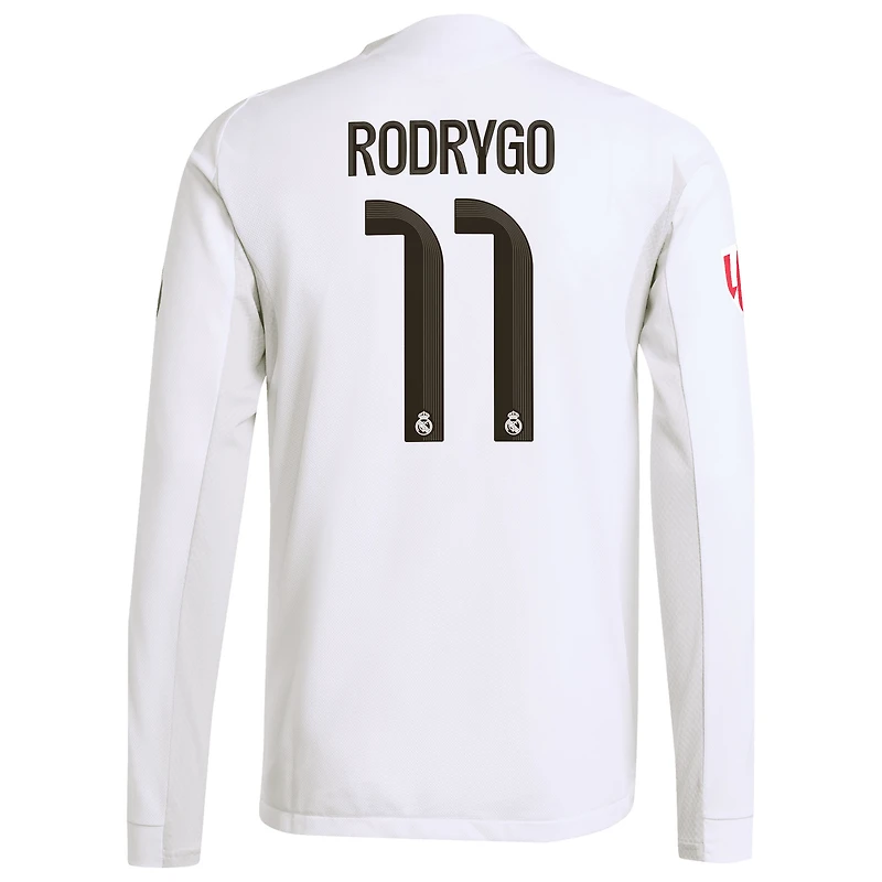 Maillot manches longues authentique adidas Rodrygo blanc Real Madrid 2025/26 Domicile pour homme