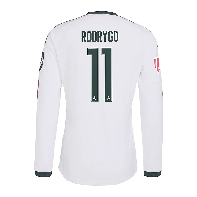 Men's adidas Rodrygo White Real Madrid 2026/27 Home On-Field Authentic Long Sleeve Jersey