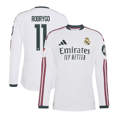 Men's adidas Rodrygo White Real Madrid 2026/27 Home On-Field Authentic Long Sleeve Jersey