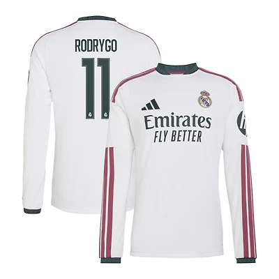 Men's adidas Rodrygo White Real Madrid 2026/27 Home Replica Long Sleeve Jersey