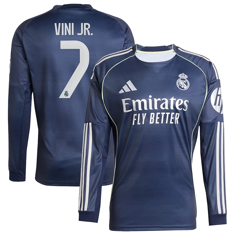 Men's adidas Vini Jr. Blue Real Madrid 2025/26 Home Long Sleeve Replica Player Jersey