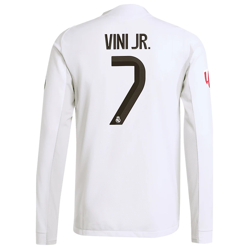 Maillot adidas Vini Jr. Blanc domicile Real Madrid 2025/26 Authentic à manches longues pour homme