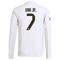 Maillot adidas Vini Jr. Blanc domicile Real Madrid 2025/26 Authentic à manches longues pour homme