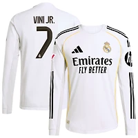 Maillot adidas Vini Jr. Blanc domicile Real Madrid 2025/26 Authentic à manches longues pour homme