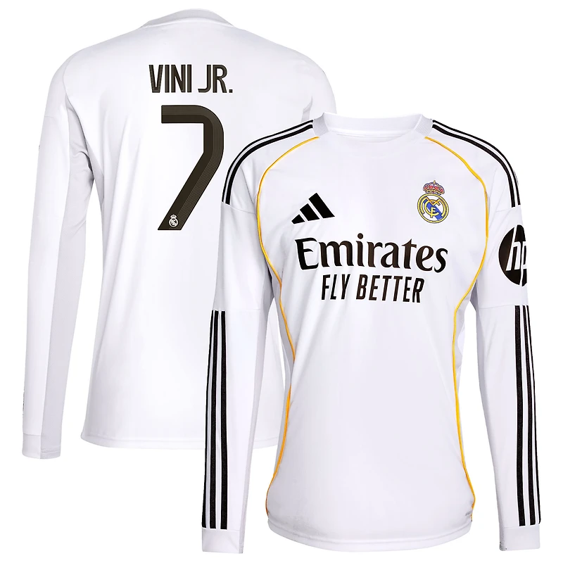 Men's adidas Vini Jr. Blue Real Madrid 2025/26 Home Long Sleeve Replica Player Jersey