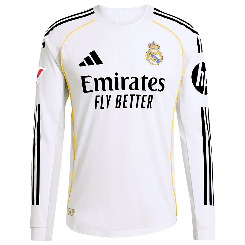 Maillot adidas blanc à manches longues pour homme Real Madrid 2025/26 Domicile Authentic