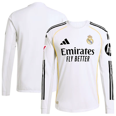 Men's adidas White Real Madrid 2025/26 Home Authentic Long Sleeve Jersey