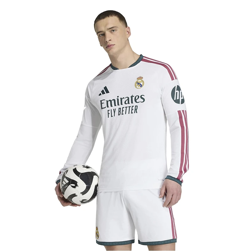 Maillot domicile authentique adidas Real Madrid 2026/27 blanc à manches longues pour homme