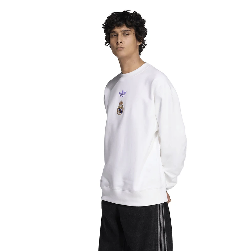 Men's adidas White Real Madrid Lifestyler Sweatshirt