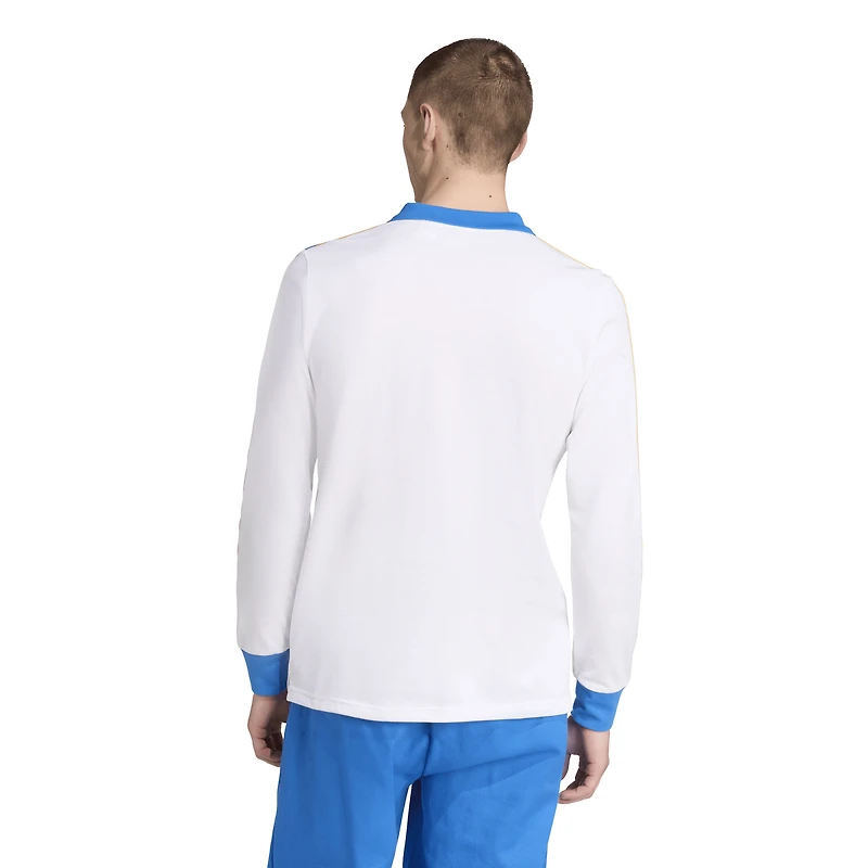 Polo à manches longues adidas blanc Real Madrid Terrace Icons pour homme