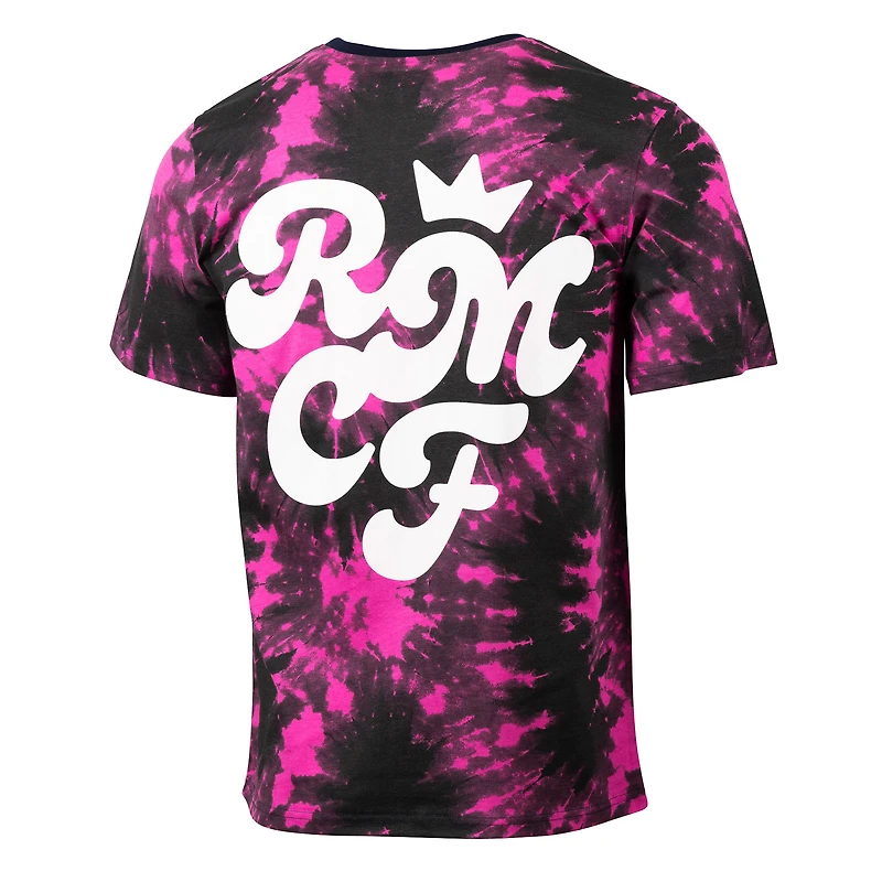 T-shirt tie-dye décontracté Real Madrid noir pour homme, motif sport suédois