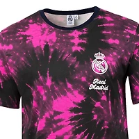 T-shirt tie-dye décontracté Real Madrid noir pour homme, motif sport suédois