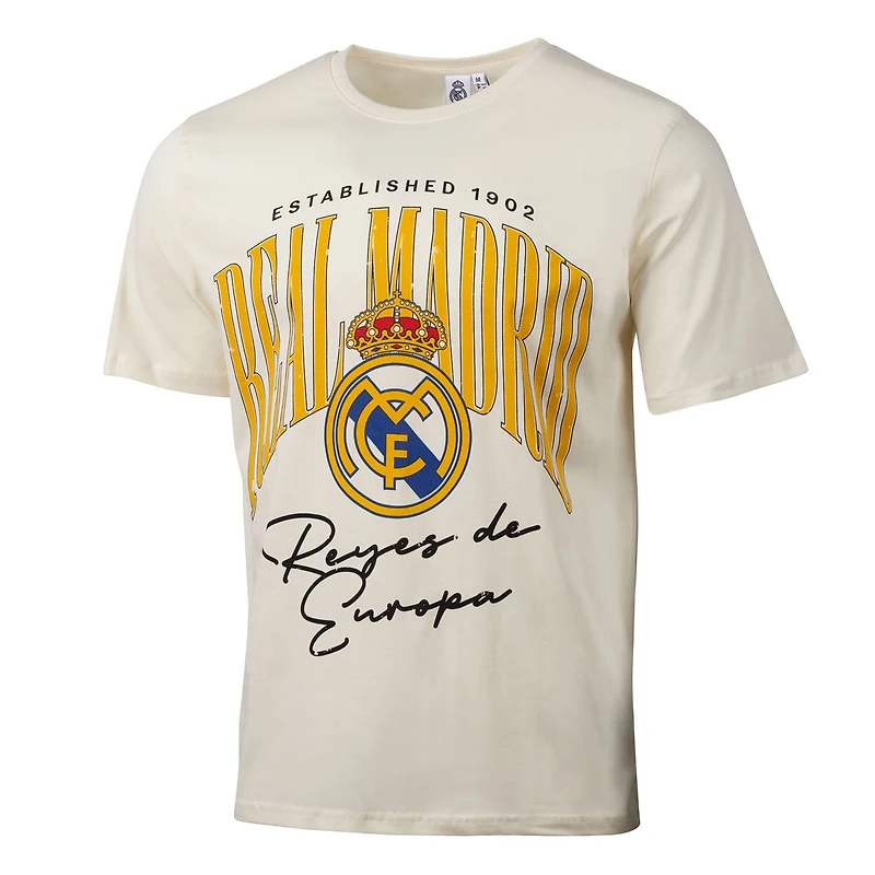 T-shirt graphique pour homme, motif Suède, crème, héros local du Real Madrid