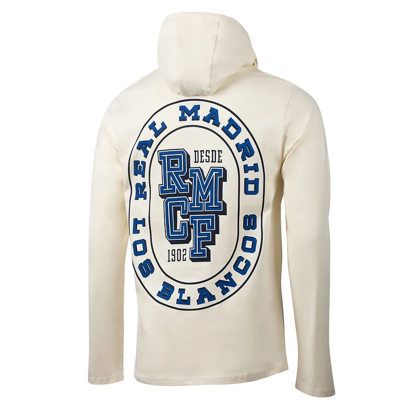 T-shirt à capuche manches longues pour homme, motif Suède, crème, décontracté, hors-jeu, Real Madrid