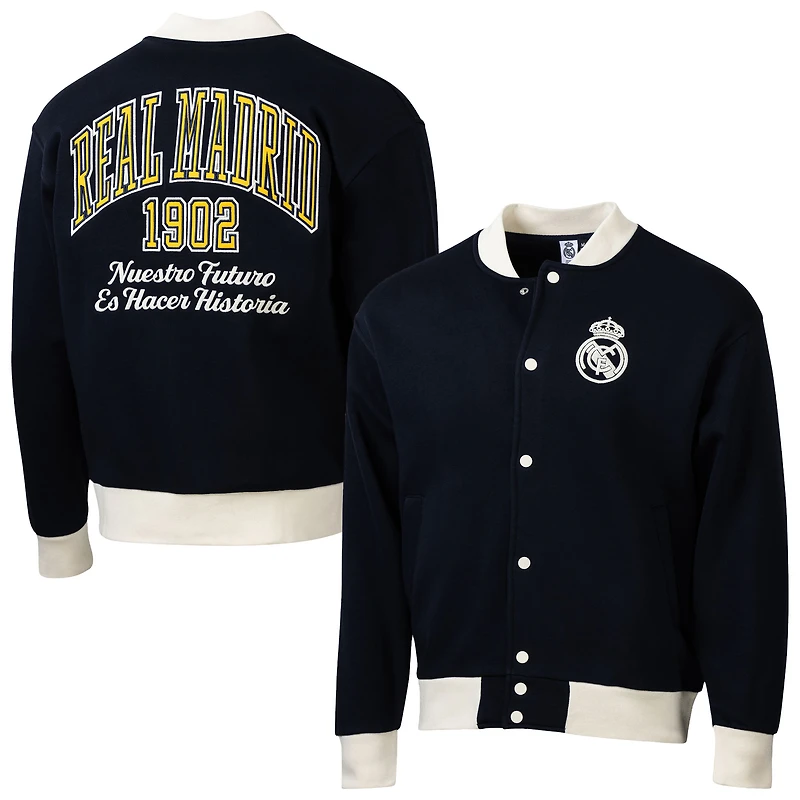Men's Sport Design Sweden Navy Real Madrid Free Kick Fleece Varsity Sweater