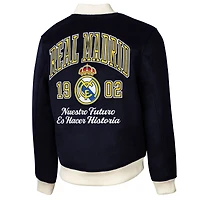 Veste universitaire en laine bleu marine pour homme, motif Sport Design Sweden, Real Madrid, Free Kick