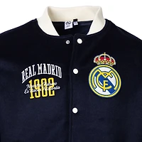 Veste universitaire en laine bleu marine pour homme, motif Sport Design Sweden, Real Madrid, Free Kick