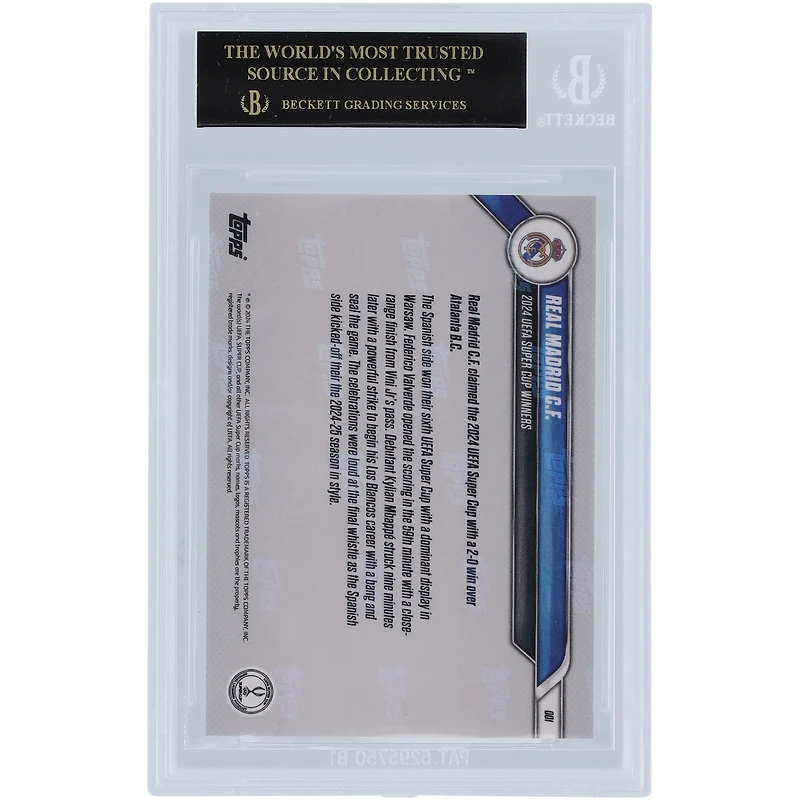 Real Madrid CF 2024-25 Topps Now UCL 2024 UEFA Super Cup Winners Black Label #1 BGS Authenticated 10 Card - 10,10,10,10 Subgrades
