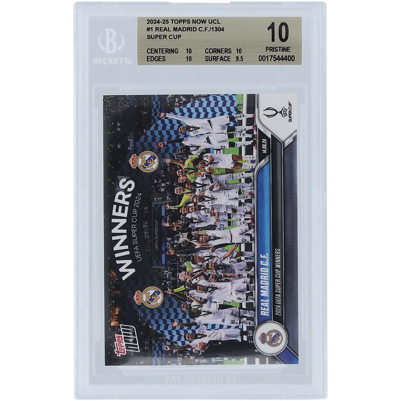 Real Madrid CF 2024-25 Topps Now UCL 2024 UEFA Super Cup Winners #1 BGS Authenticated 10 Card - 10,10,10,9.5 Subgrades