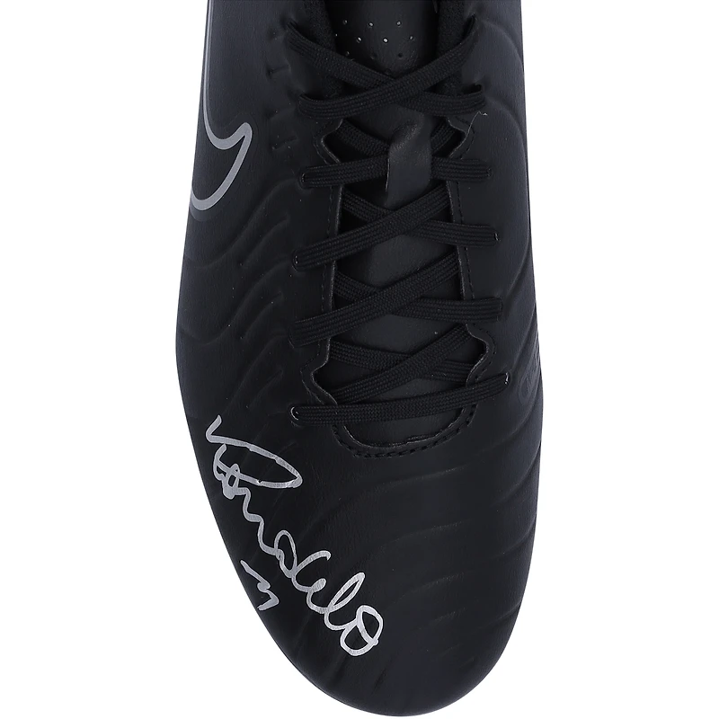 Chaussure de football Nike Tiempo noire dédicacée par Ronaldo Nazario du Real Madrid