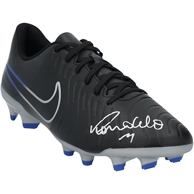 Chaussure de football Nike Tiempo noire dédicacée par Ronaldo Nazario du Real Madrid